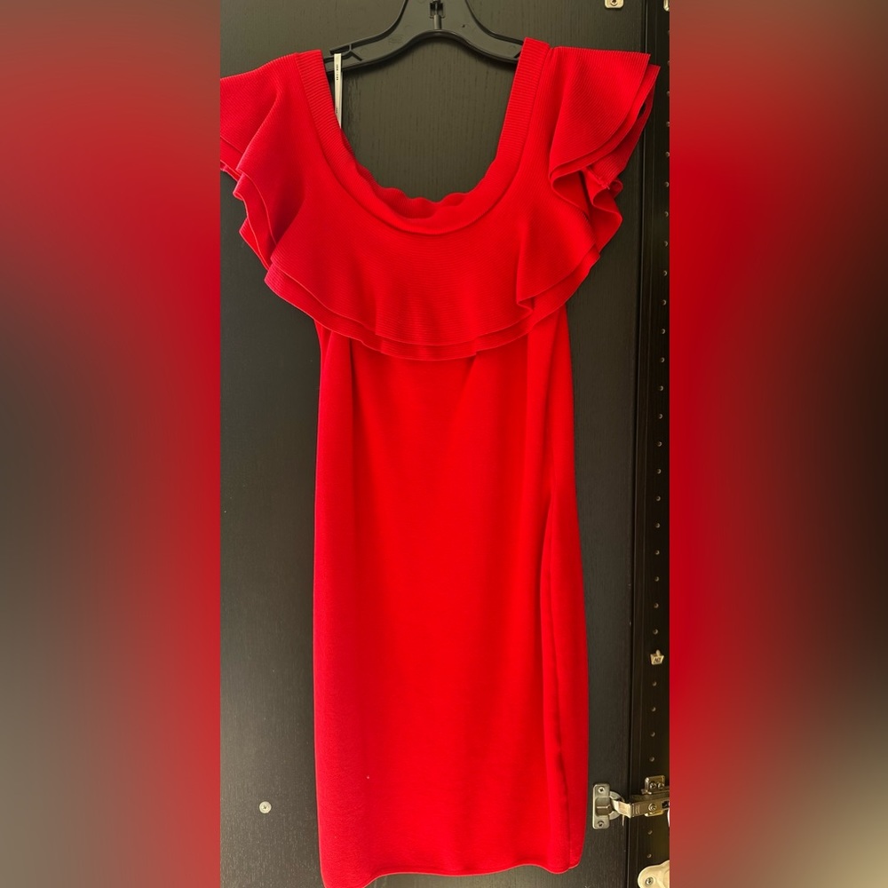 Off the shoulder red dress